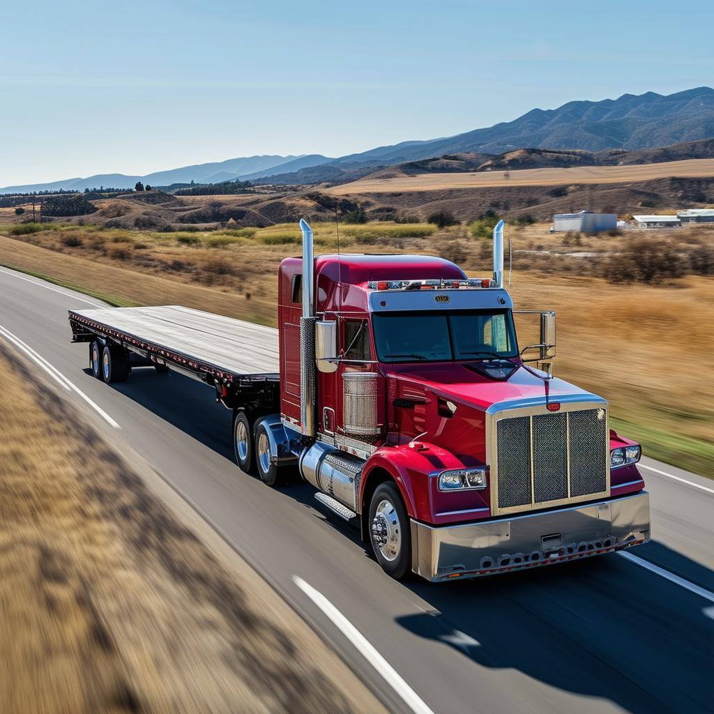 Class 8 Truck with a Flatbed Trailer-1