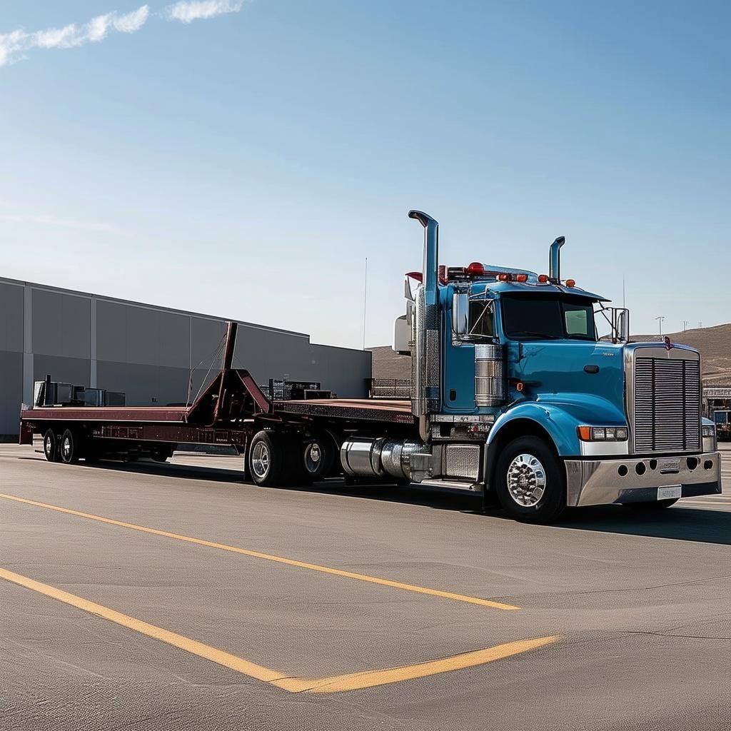 Class 8 Truck with a Flatbed Trailer